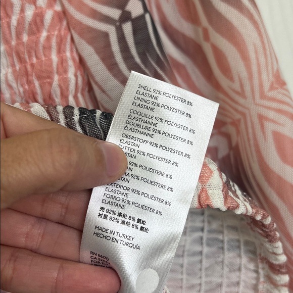 Anthropologie - Rouen Coral Watercolor Abstract Smocked Square Neck Blouse Med - Picture 10 of 11